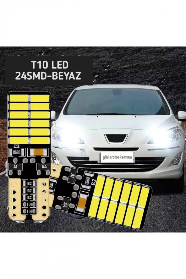 2 Adet T10 Plaka Ledi Dipsiz Soket 24smd Led Beyaz Araç Ampulü