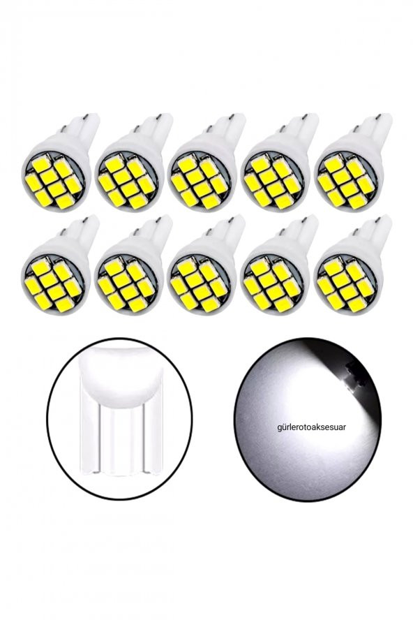 2 Adet T10 Plaka Ledi Dipsiz Soket 8smd Led Beyaz Araç Ampulü - Resim 4