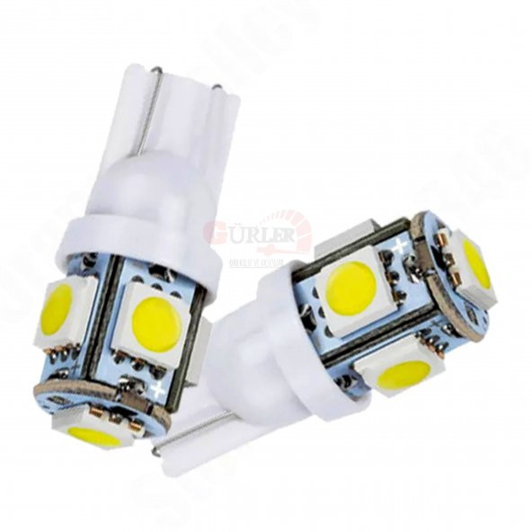 T10 Park Ledi Dipsiz 5 Ledli Led Beyaz Araç Ampulü 5 ADET ürün görseli 1