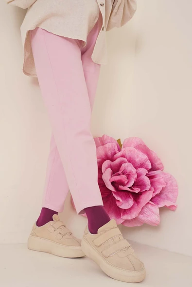 Düz Boyfriend Pembe Pantolon - Resim 2