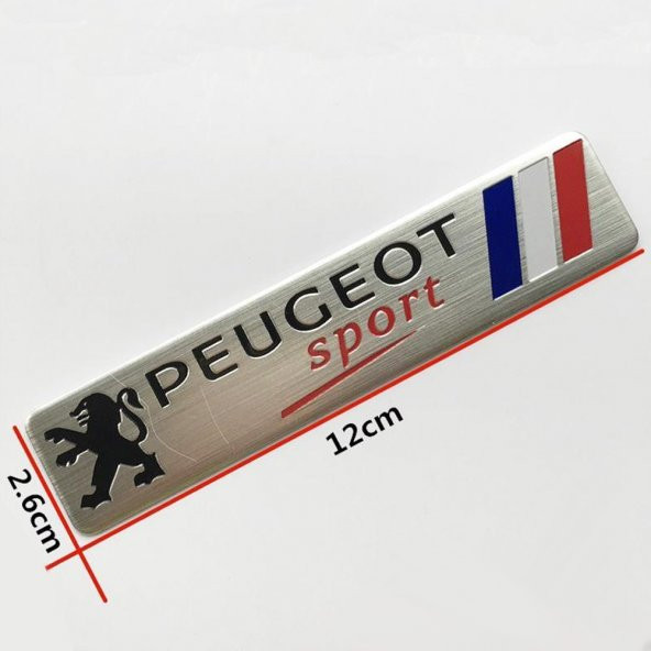 Peugeot Sport Gümüş Renk Paslanmaz Metal Arma Sticker Yapışkanlı - 1