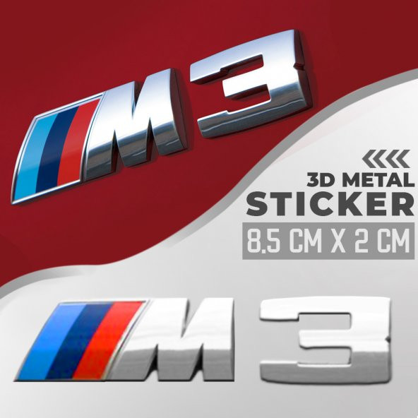 Bmw M3 Gümüş Renk Paslanmaz Metal Arma Sticker Yapışkanlı