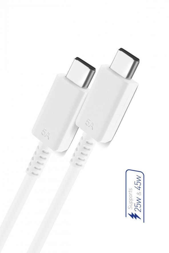 S5 45 Watt Hızlı Şarj Destekli 5A İki Ucu Type-C Şarj ve Veri Aktarma Kablosu Orjinal Dayanıklı - 2