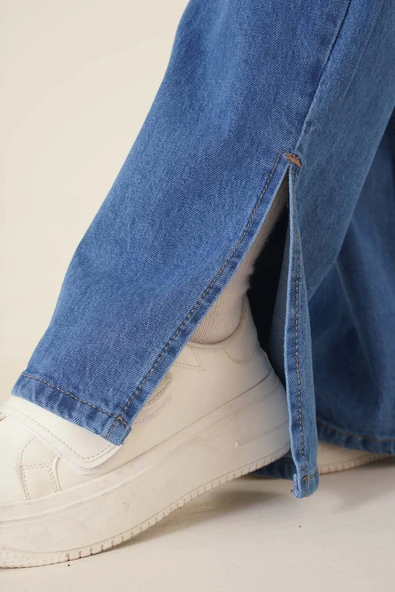 Salaş Yırtmaçlı Orta Kot Pantolon - Resim 4