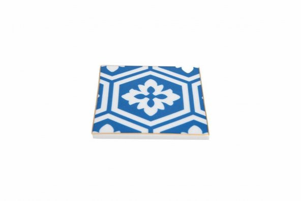 Porland Morocco Desen2 Mavi Bardak Altlığı 10x10 cm  04A+P021645 - 2