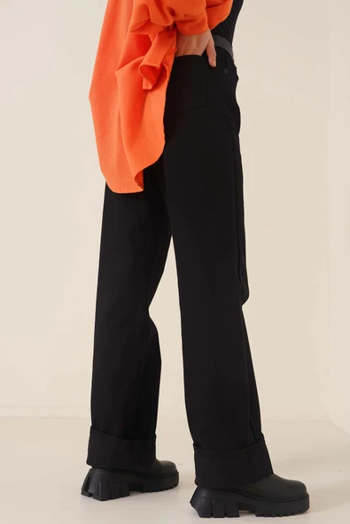 Boru Paça Siyah Jean Pantolon - 3