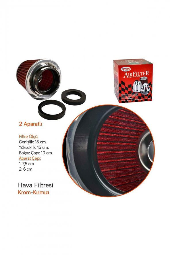 Spor Hava Filtresi 2 Aparatlı Krom-kırmızı - 3
