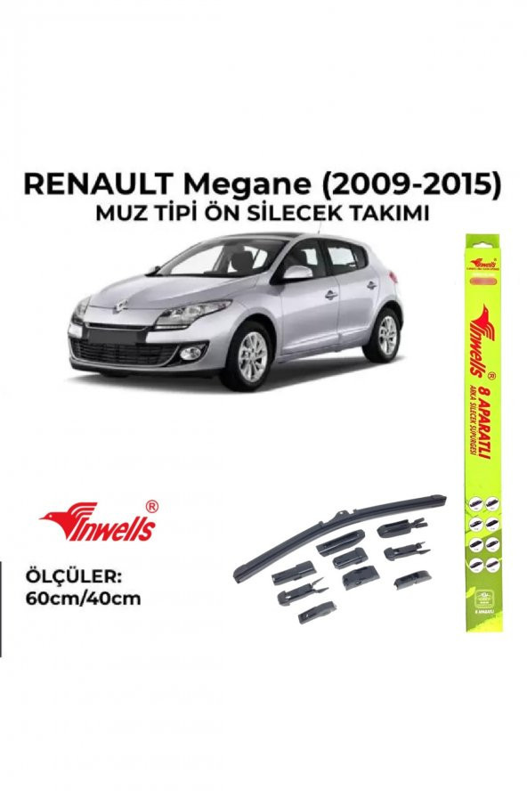 Renault Megane 3 (2009-2015) Ön Silecek Takımı 600x400mm (aparatlı) - ürün görseli 1