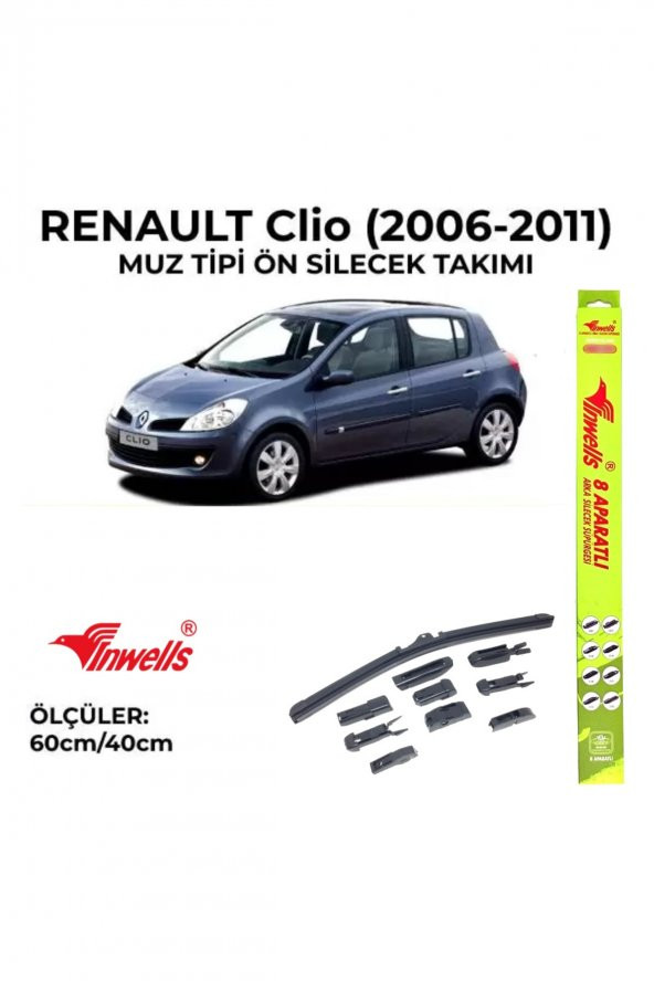 Renault Clio 3 (2006-2011) Ön Silecek Takımı 600x400mm (aparatlı) -