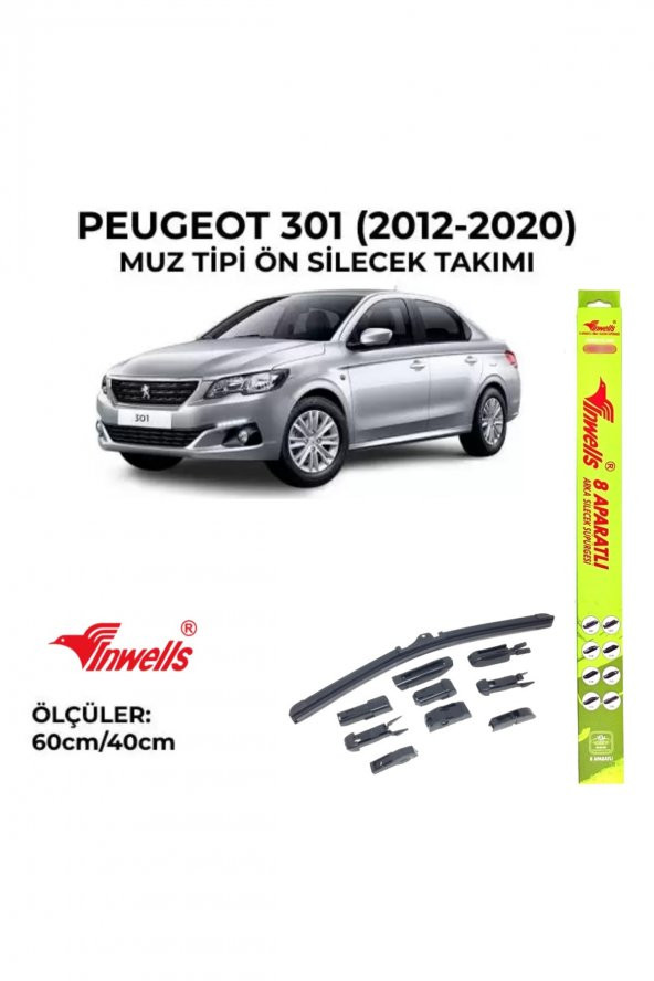 Peugeot 301 (2012-2020) Ön Silecek Takımı 600x400mm (aparatlı) -