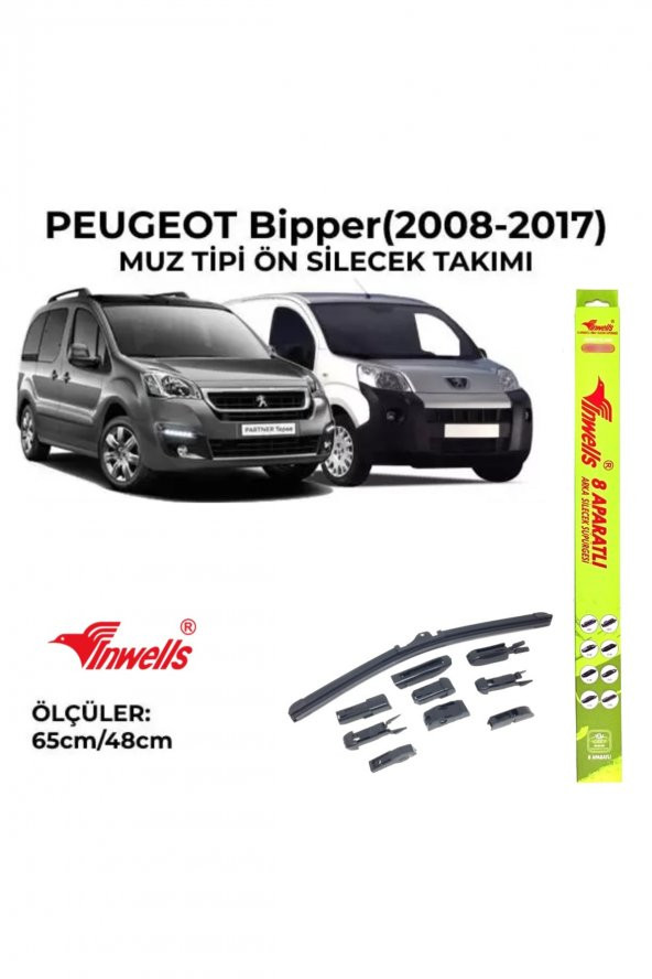 Peugeot Bipper (2008-2017) Ön Silecek Takımı 650x480mm (aparatlı) -