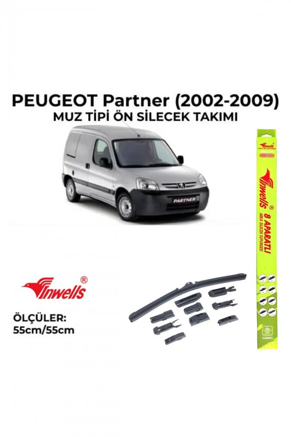 Peugeot Partner (2002-2009) Ön Silecek Takımı 550x550mm (aparatlı) -