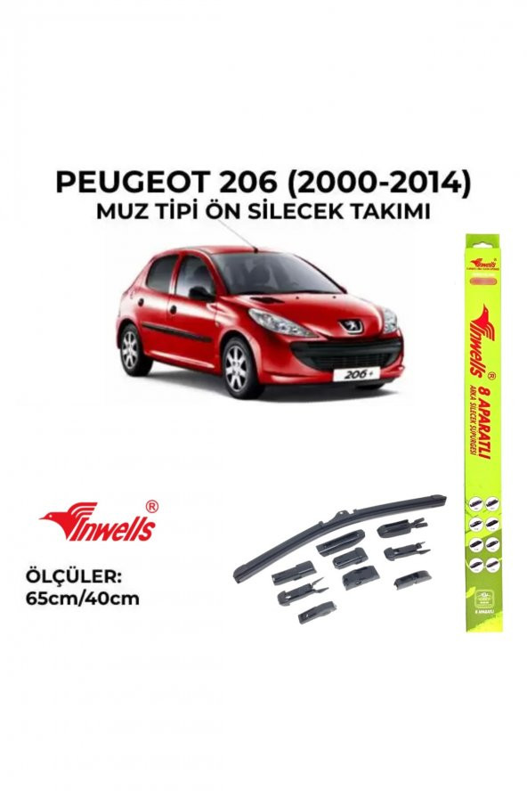 Peugeot 206 (2000-2014) Ön Silecek Takımı 650x400mm (aparatlı) - ürün görseli 1