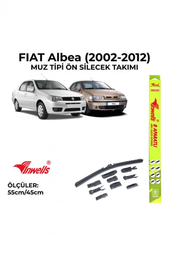 Fiat Albea (2002-2012) Ön Silecek Takımı 550x450mm (aparatlı) - ürün görseli 1