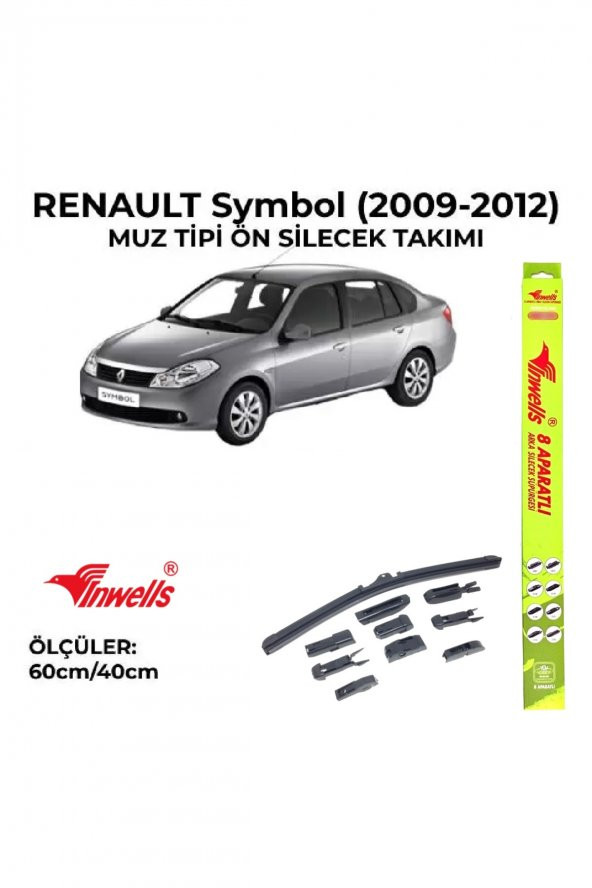 Renault Symbol (2009-2012) Ön Silecek Takımı 600x400mm (aparatlı) -