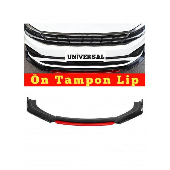 Kırmızı Ön Ek 4 Parça Dilli Lip Universal Ön Tampon Karlık - 2
