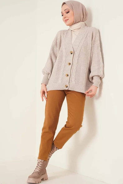 Düz Boyfriend Taba Pantolon - Resim 2