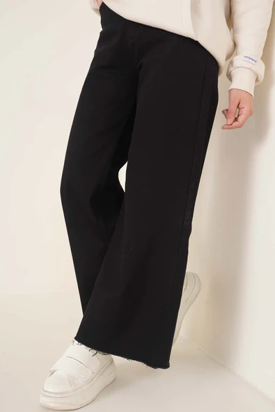 Kısa Püsküllü Kot Pantolon Siyah ürün görseli 1