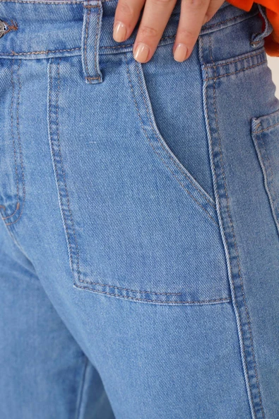 Yan Cepli Kargo Pantolon Açık Mavi - Resim 4