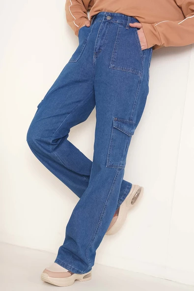 Yan Cepli Kargo Pantolon Kot ürün görseli 1