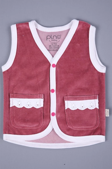 Babyhola Kadife Cepli Bebek Çocuk Yelek 1701 - 9