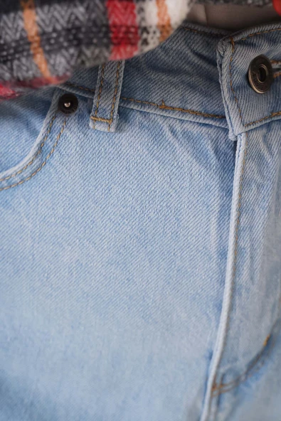 Boru Paça Açık Mavi Jean Pantolon - 4