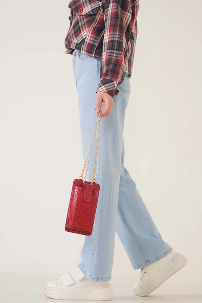 Boru Paça Açık Mavi Jean Pantolon - 3