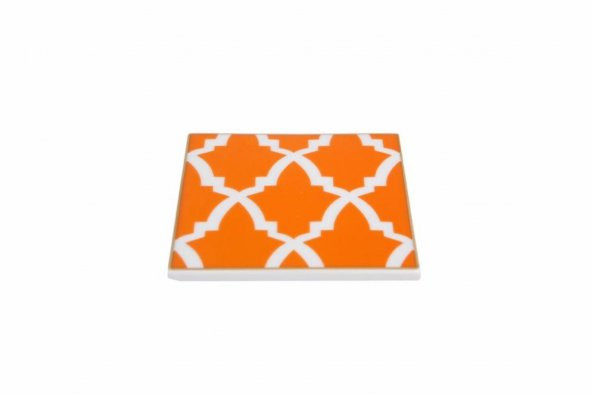 Porland Morocco Desen3 Turuncu Bardak Altlığı 10x10 cm 04A+P021647 - Resim 2