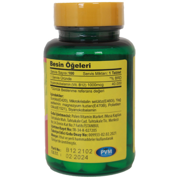 Vitapol Vitamin B12 1000 Mcg 100 Tablet - 2