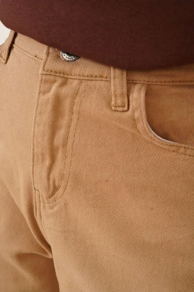 Boru Paça Latte Jean Pantolon - Resim 4