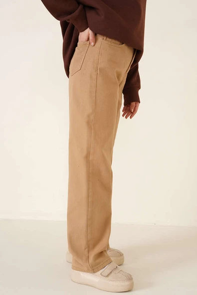 Boru Paça Latte Jean Pantolon - Resim 3