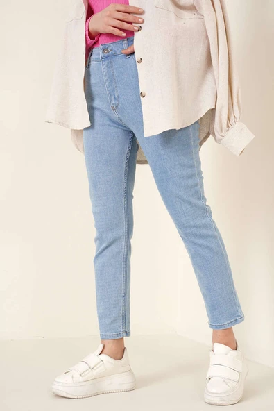 Regular Fit Likralı Pantolon Açık Mavi - Resim 2