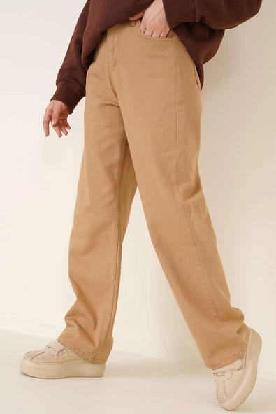 Boru Paça Latte Jean Pantolon - Resim 2