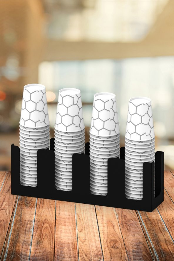 4 Bölmeli Karton Bardaklık Siyah