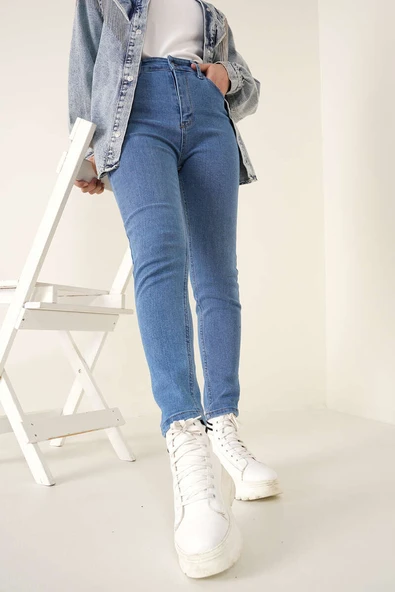 Dar Paça Skinny Jean Pantolon Açık Mavi - Resim 2