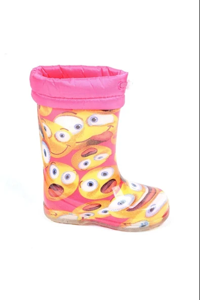 Moda Ayakkabı 23-109 Srb Pembe Emoji Kürklü Kız Çocuk Çizme