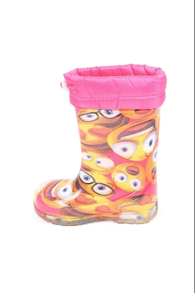 Moda Ayakkabı 23-109 Srb Pembe Emoji Kürklü Kız Çocuk Çizme - Resim 8