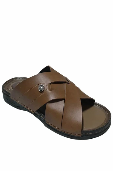 Moda Ayakkabı 3685 Erkek Taba Rengi Rahat Günlük Terlik - 10