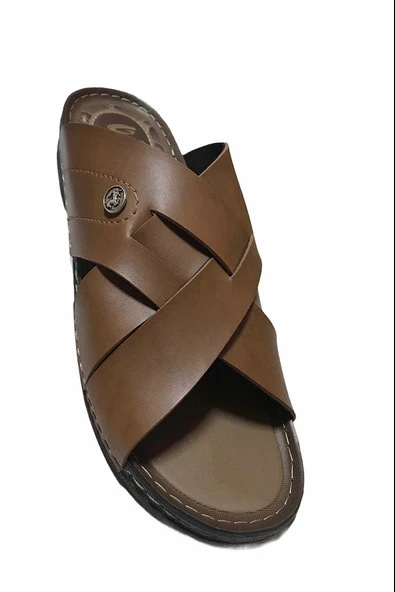 Moda Ayakkabı 3685 Erkek Taba Rengi Rahat Günlük Terlik - 5