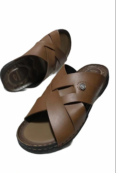 Moda Ayakkabı 3685 Erkek Taba Rengi Rahat Günlük Terlik