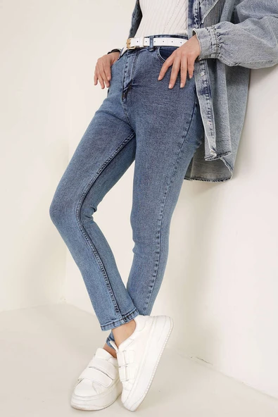 Regular Fit Likralı Pantolon Kar Orta ürün görseli 1