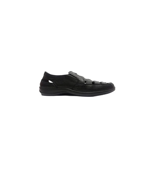 Moda Ayakkabı 0454 Siyah Deri Erkek Sandalet - 6