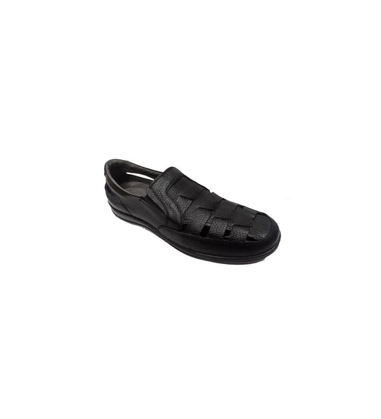 Moda Ayakkabı 0454 Siyah Deri Erkek Sandalet - 13