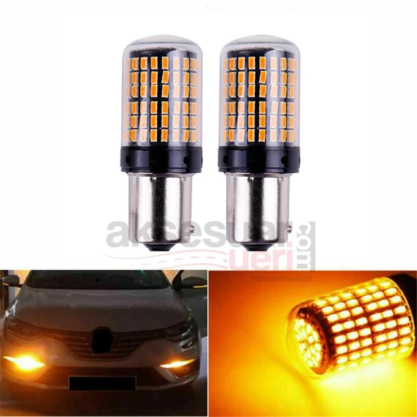 Turuncu Led Sinyal Ampülü 144 Led 93 P21w  Yüksek Kalite Premium Ürün - 2