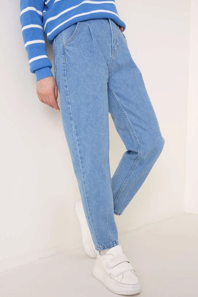 Paça Pensli Jean Pantolon Açık Mavi