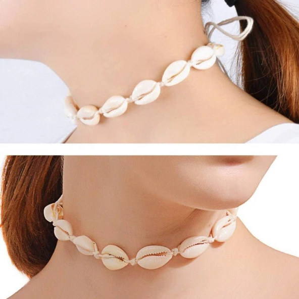 Kolye Gerdanlık Deniz Kabuklu Midye Ayarlanabilir Plaj Doğum Günü Hediye Bijuteri Takı Aksesuar - 2