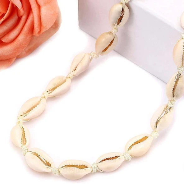 Kolye Gerdanlık Deniz Kabuklu Midye Ayarlanabilir Plaj Doğum Günü Hediye Bijuteri Takı Aksesuar - 6