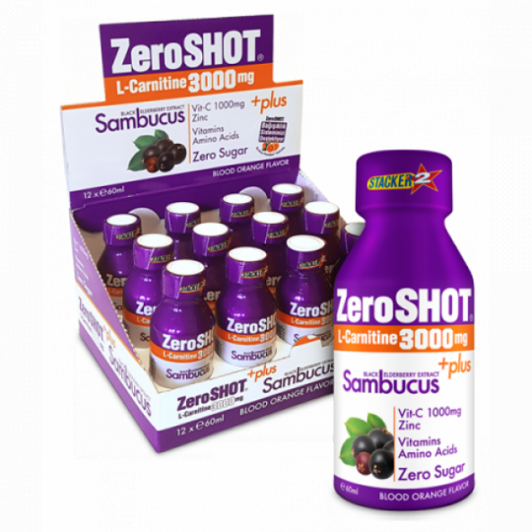 ZeroSHOT Karnitin 3000mg + Plus Sambucus Kan Portakalı 12 x 60ml +2 Hediye
