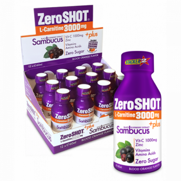 +1 Hediyeli ZeroSHOT Karnitin 3000mg + Plus Sambucus Kan Portakalı 12 x 60ml