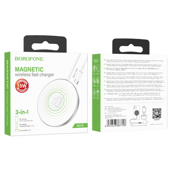 Manyetik  Wireless Kablosuz Type-C  şarj cihazı BQ18 3'ü 1 arada iWatch-phone -headset kulaklık - 5